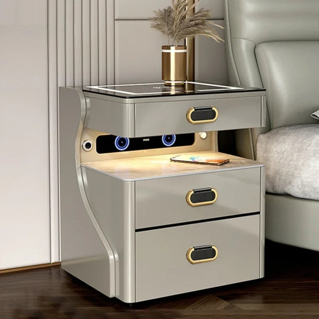 Luxury Bedside Table with Fingerprint Safe